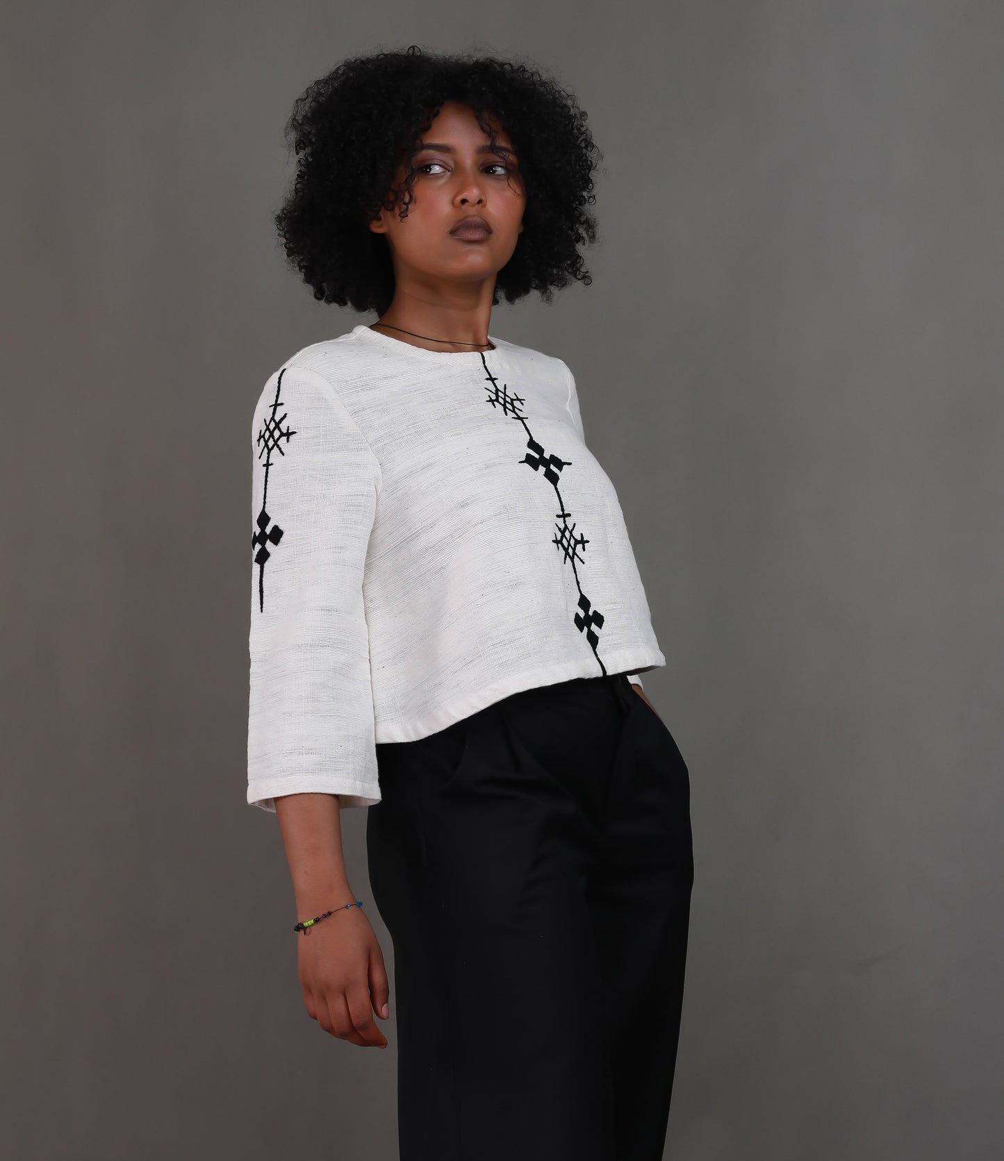 Elegant Habesha Embroidered Women’s Top , Habsha Libs