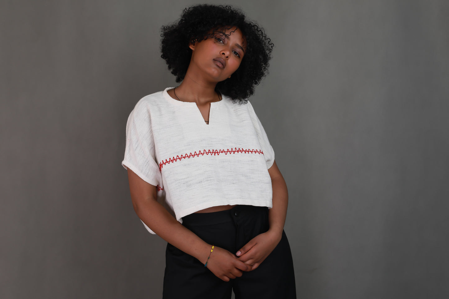 Red embroidery Habesha Women’s Shirt, Habesha Libs