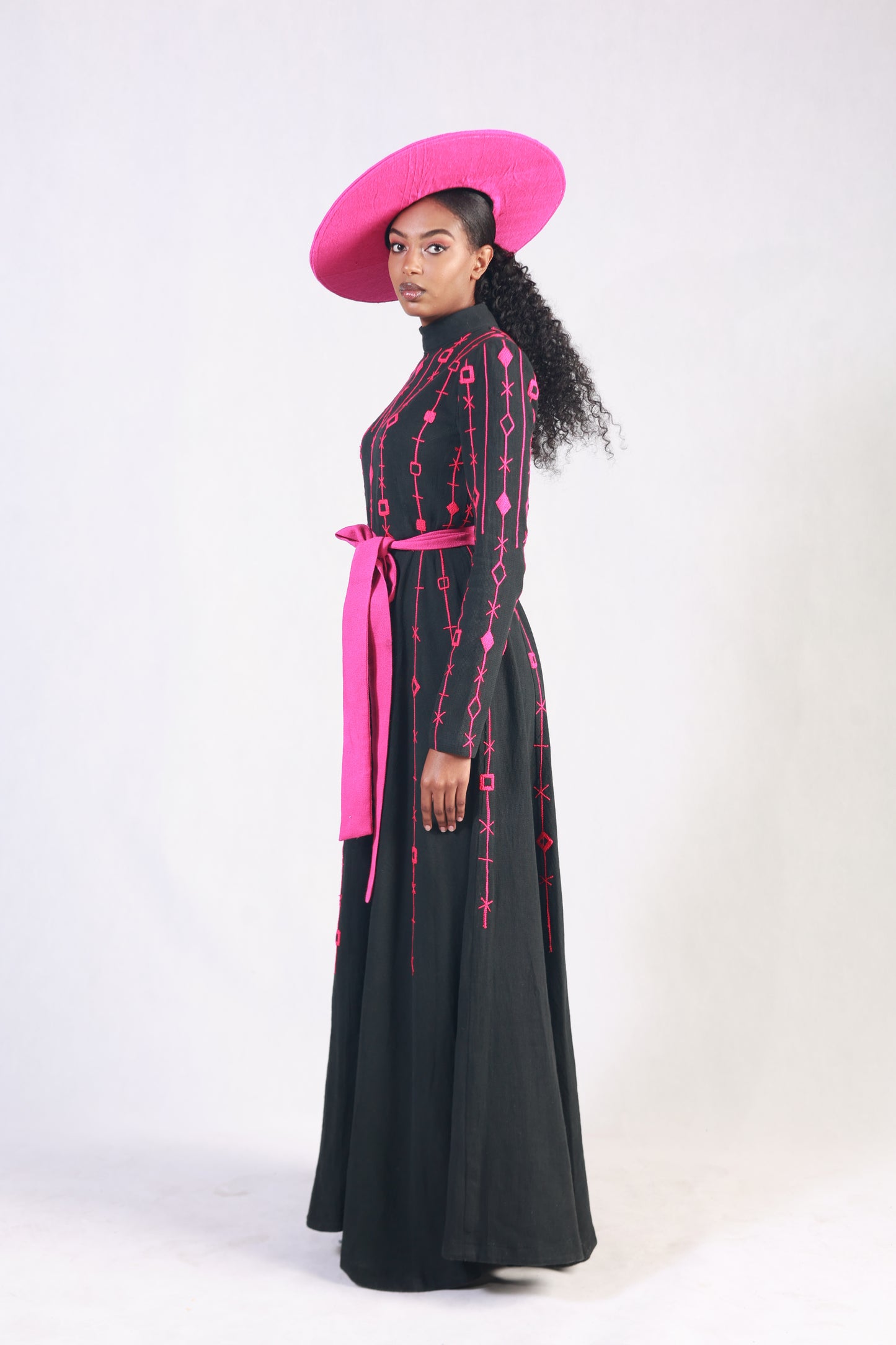 Purple Embroidery Elegant Dress ,Ethiopian Cultural dress