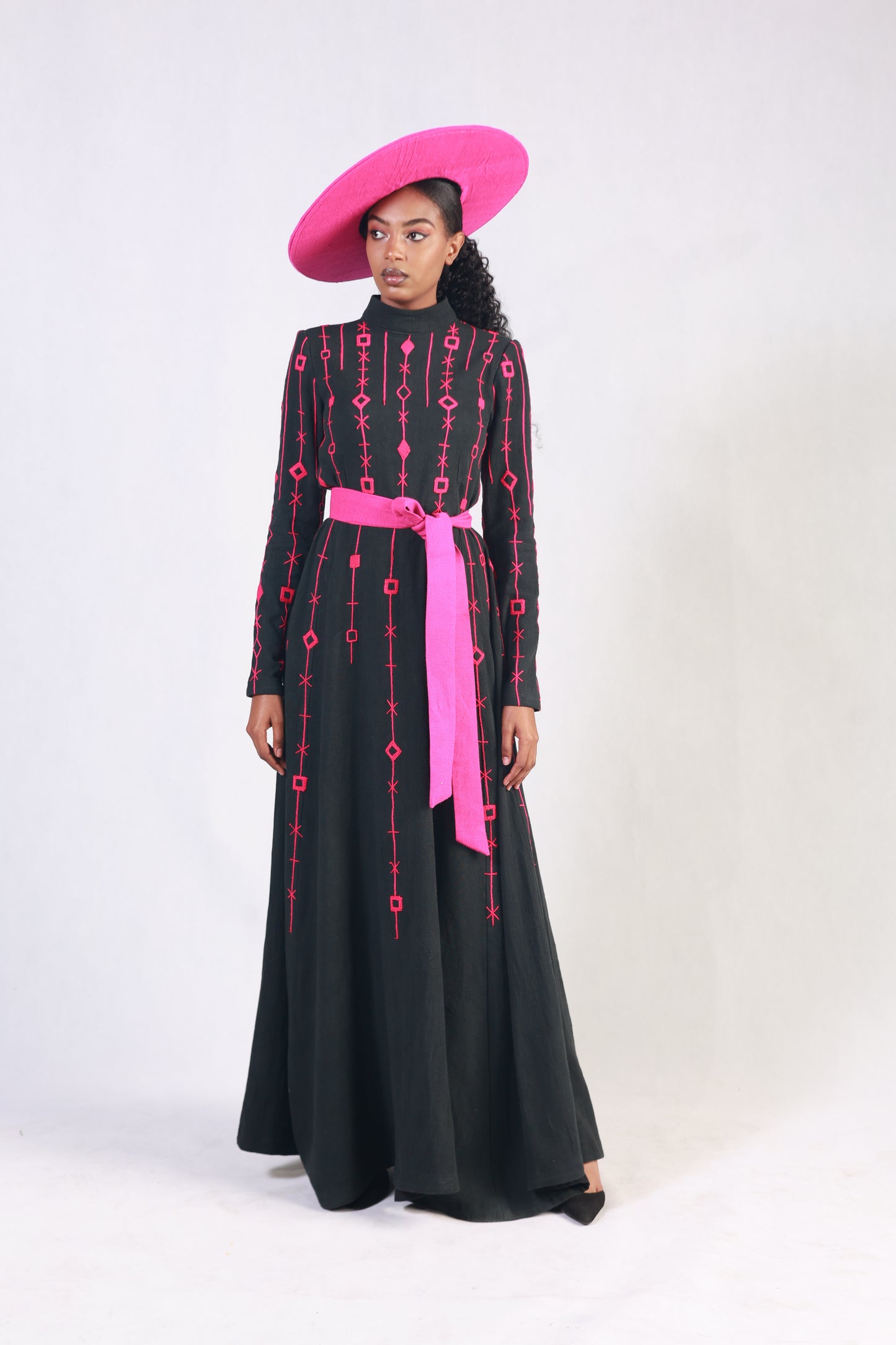 Purple Embroidery Elegant Dress ,Ethiopian Cultural dress