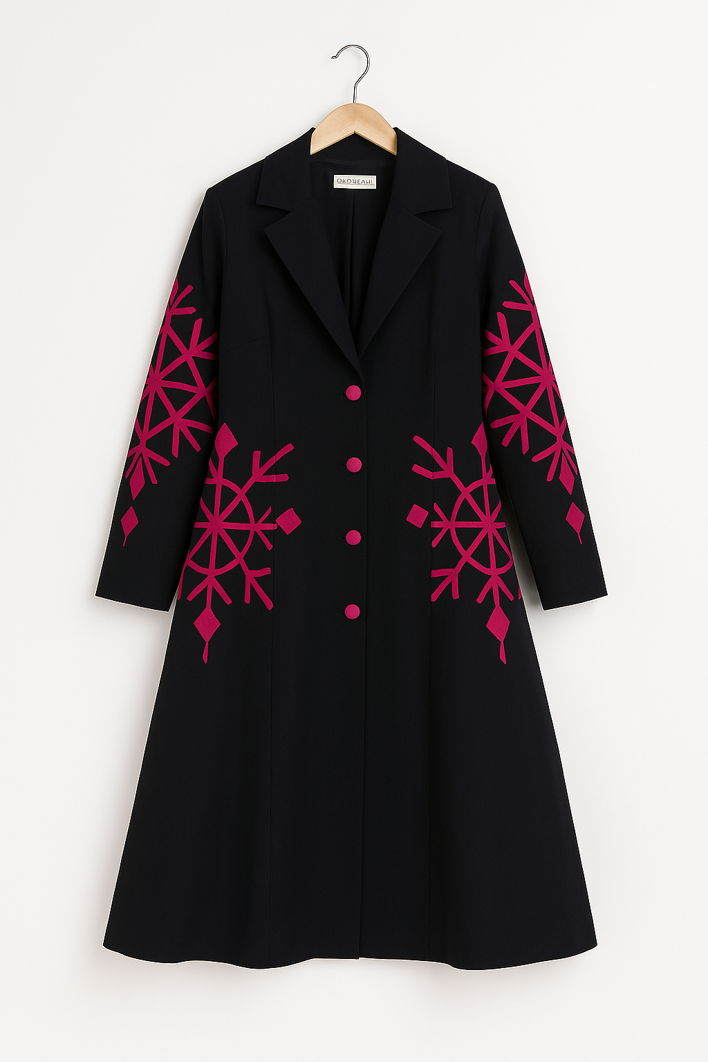 Long Coat with Hot Pink Embroidery