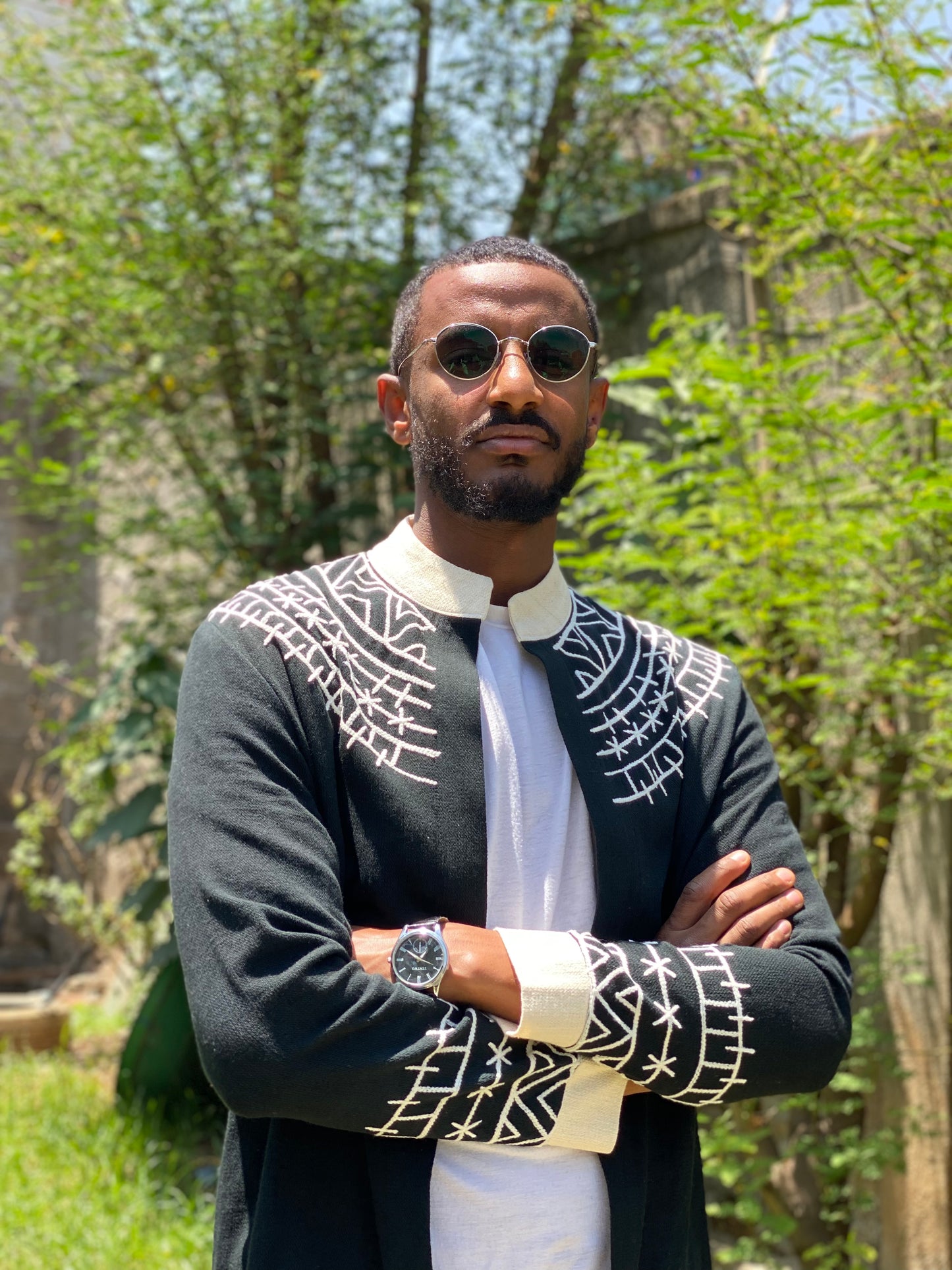 Negus White/Black Embroidered Coat – Timeless Tradition in Red
