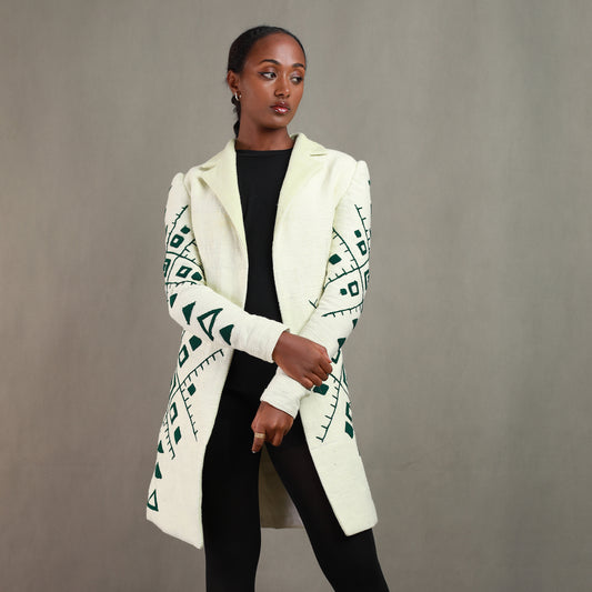 Elegant Ethiopian Handwoven Embroidery Coat, Habesha Coat