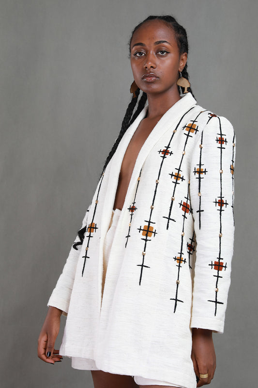 Handwoven Coat With Embroidery Habesha Libs, Ethiopian Culture