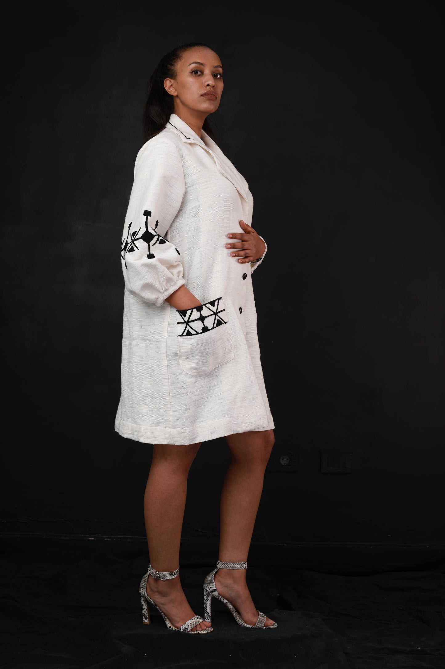 Elegant Coat Black Embroidery Traditional Habesha coat