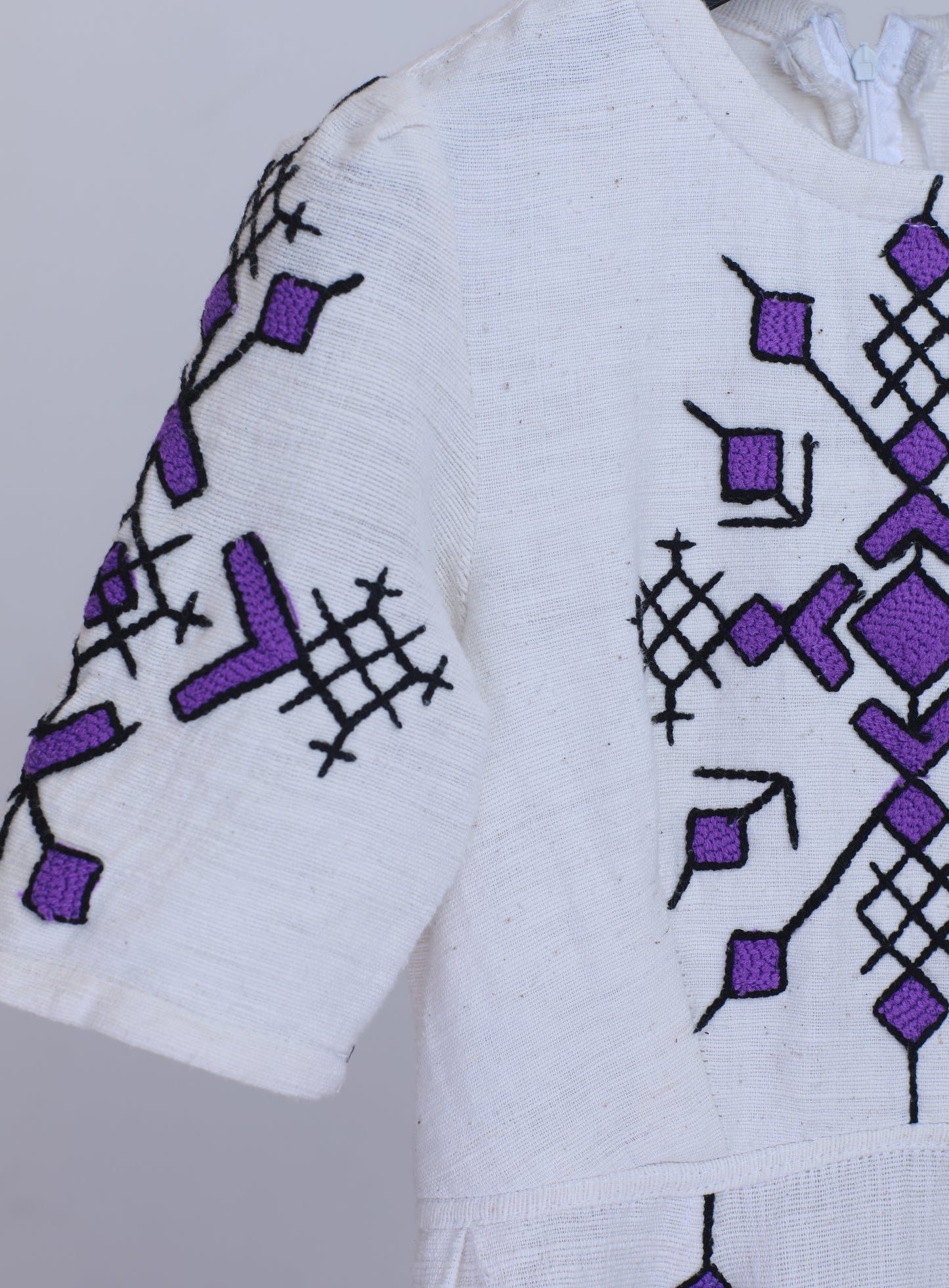 Purple Design Modern Habesha Dress, Ethiopian Kemis
