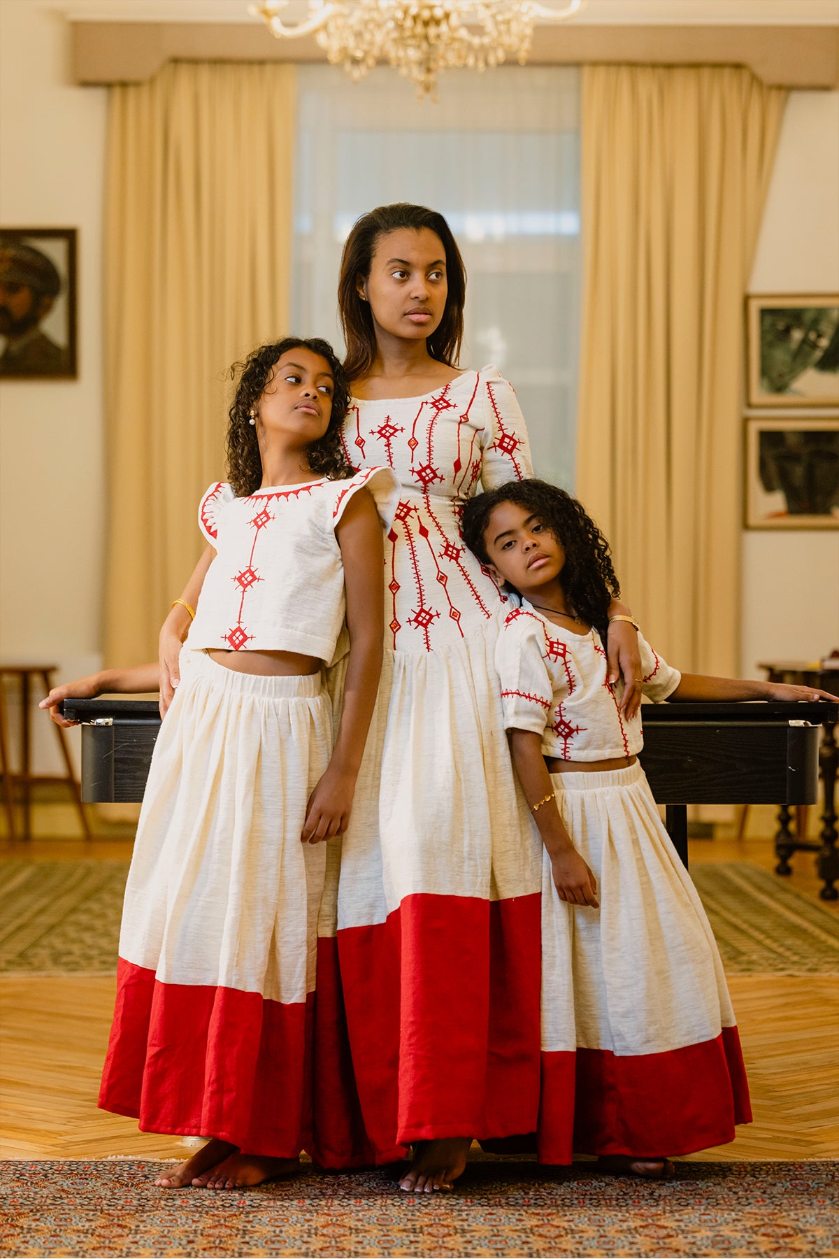 Royal Elegance: Embroidered Red Slim Fit Ethiopian Dress