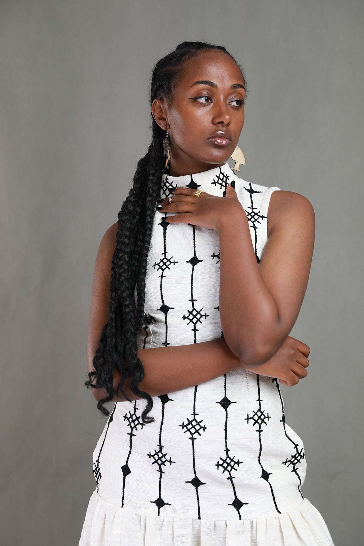 Ethiopian Black Cross Design HandMade Habesha Dress ,Modern Habesha Libs