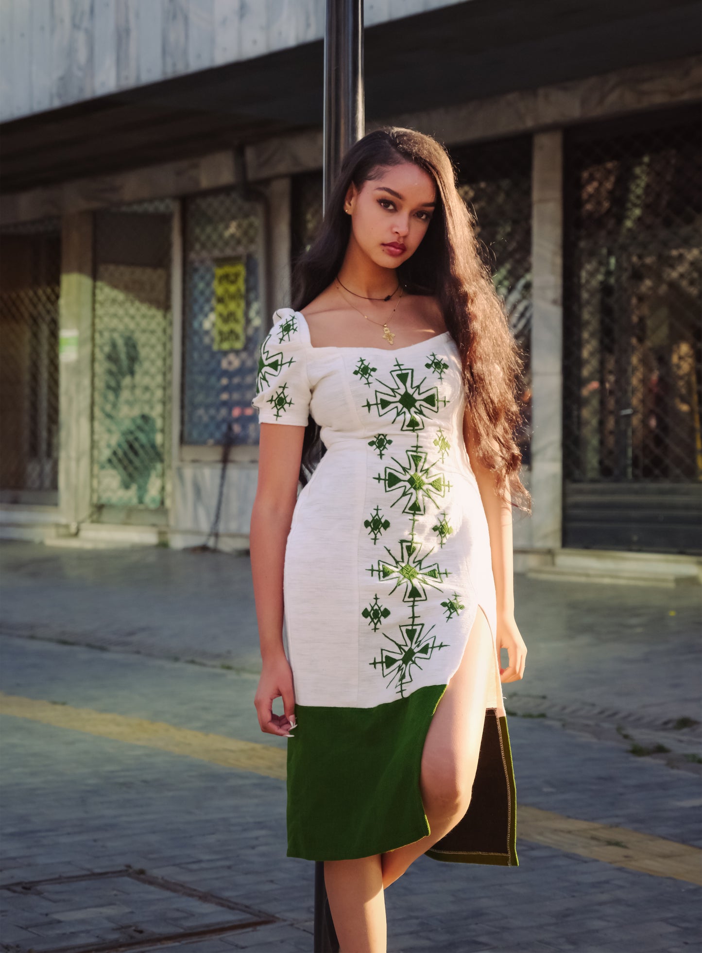 Elegant Green Embroidery Habesha dress Habesha kemis