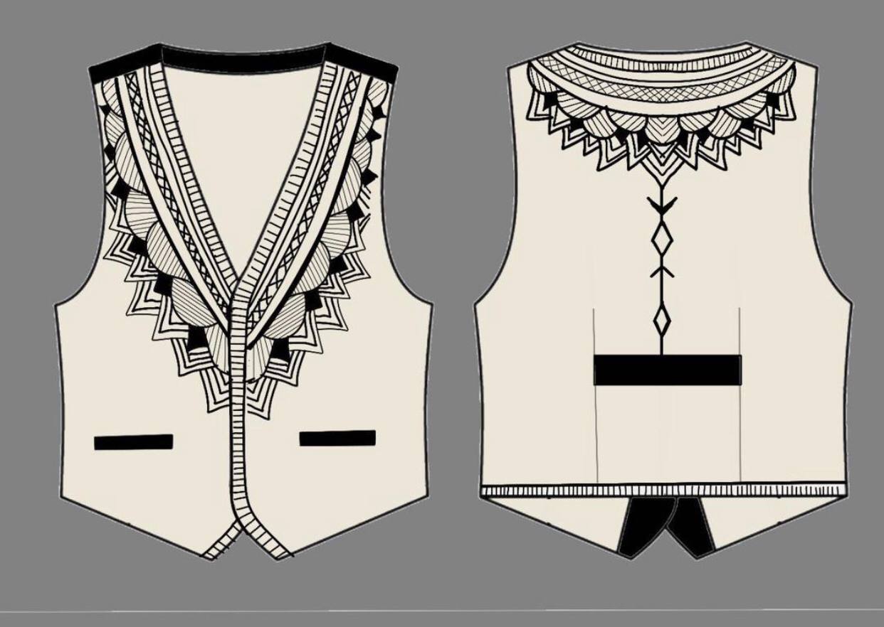 Timeless Sophistication: Ethiopian Heritage White Vest with Black Embroidery