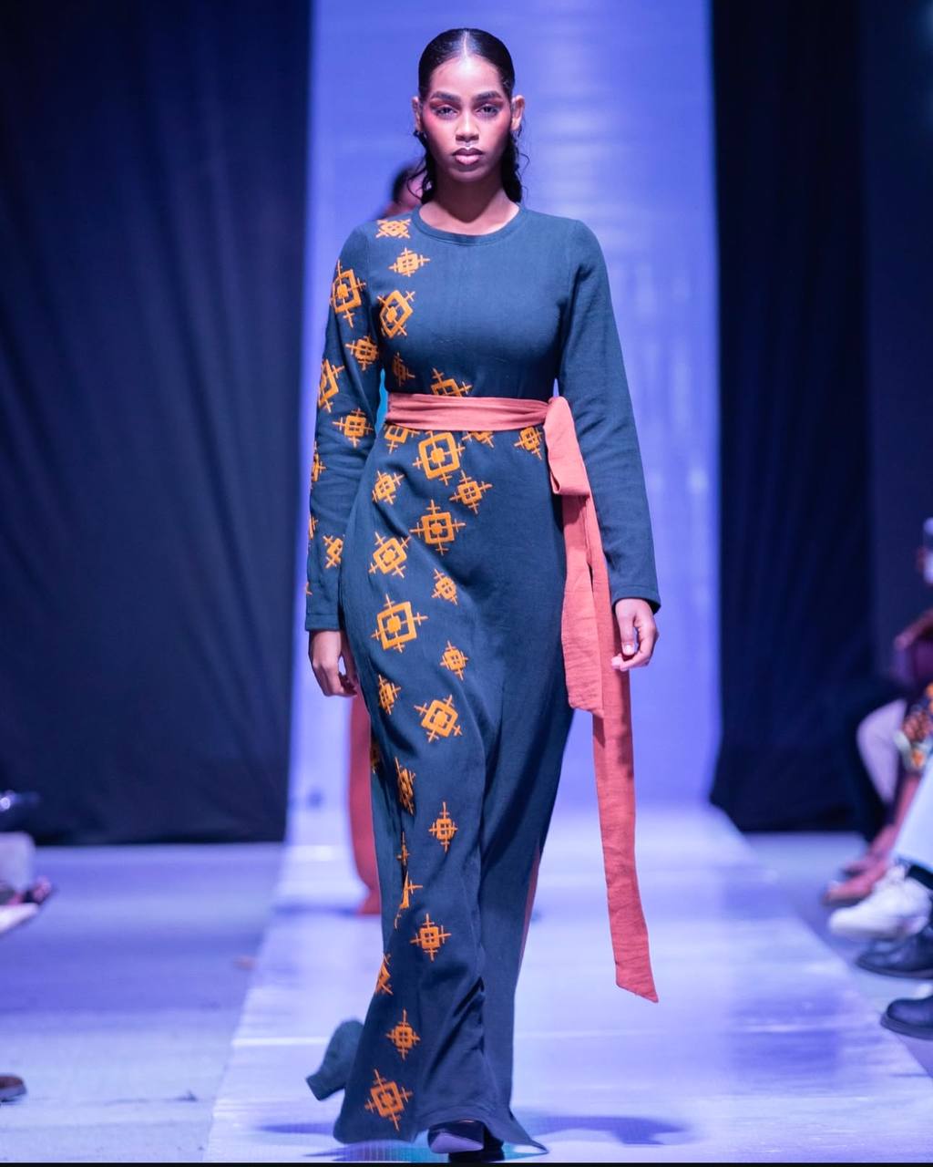 Orange Embroidery Long Dress, Habesha kemis
