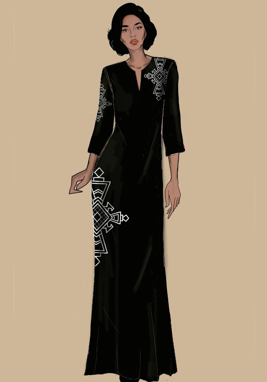Ethiopian Heritage with This Elegant Black Cross Embroidery Dress