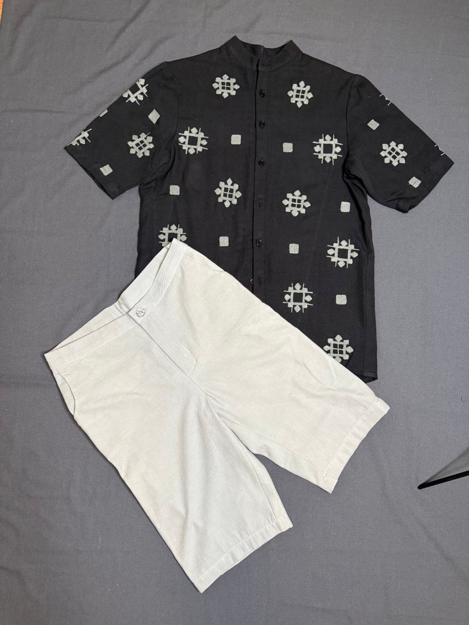 Men’s Traditional Ethiopian Shirt & Shorts Set with Embroidery – Modern Habesha Style