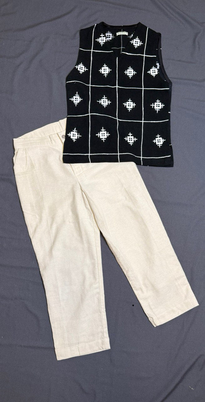 Men’s Sleeveless Ethiopian Shirt & Trouser Set with Traditional Embroidery – Modern Cultural Wear