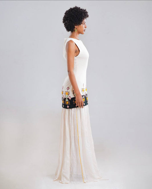 Wub ውብ Sleeveless Embroidered Dress