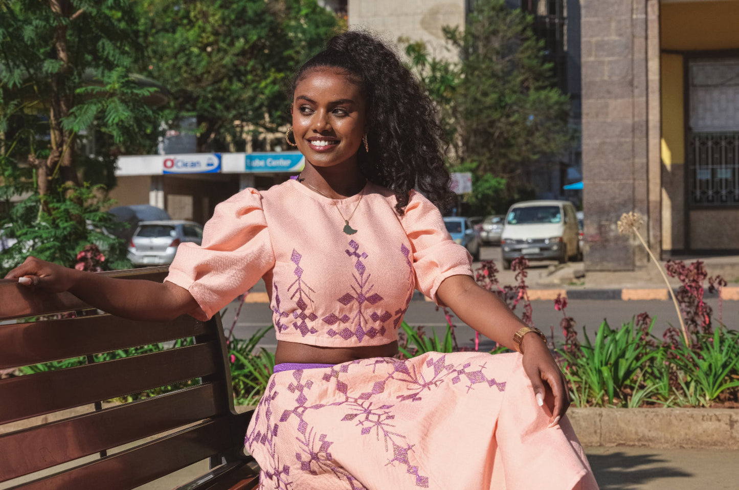 Modern Habesha Dress ,Purple Embroidery design , Habesha Kemis