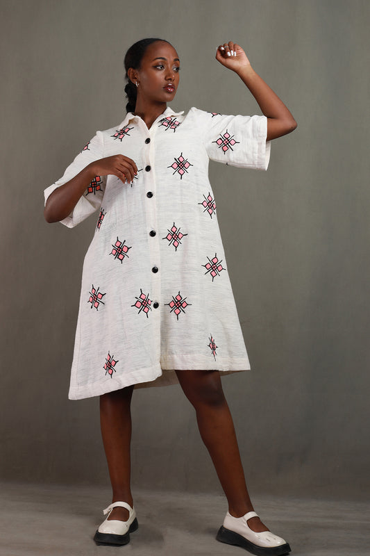 Ethiopian HandMade shirt Dress cross Design Embroidery Habesha Libs