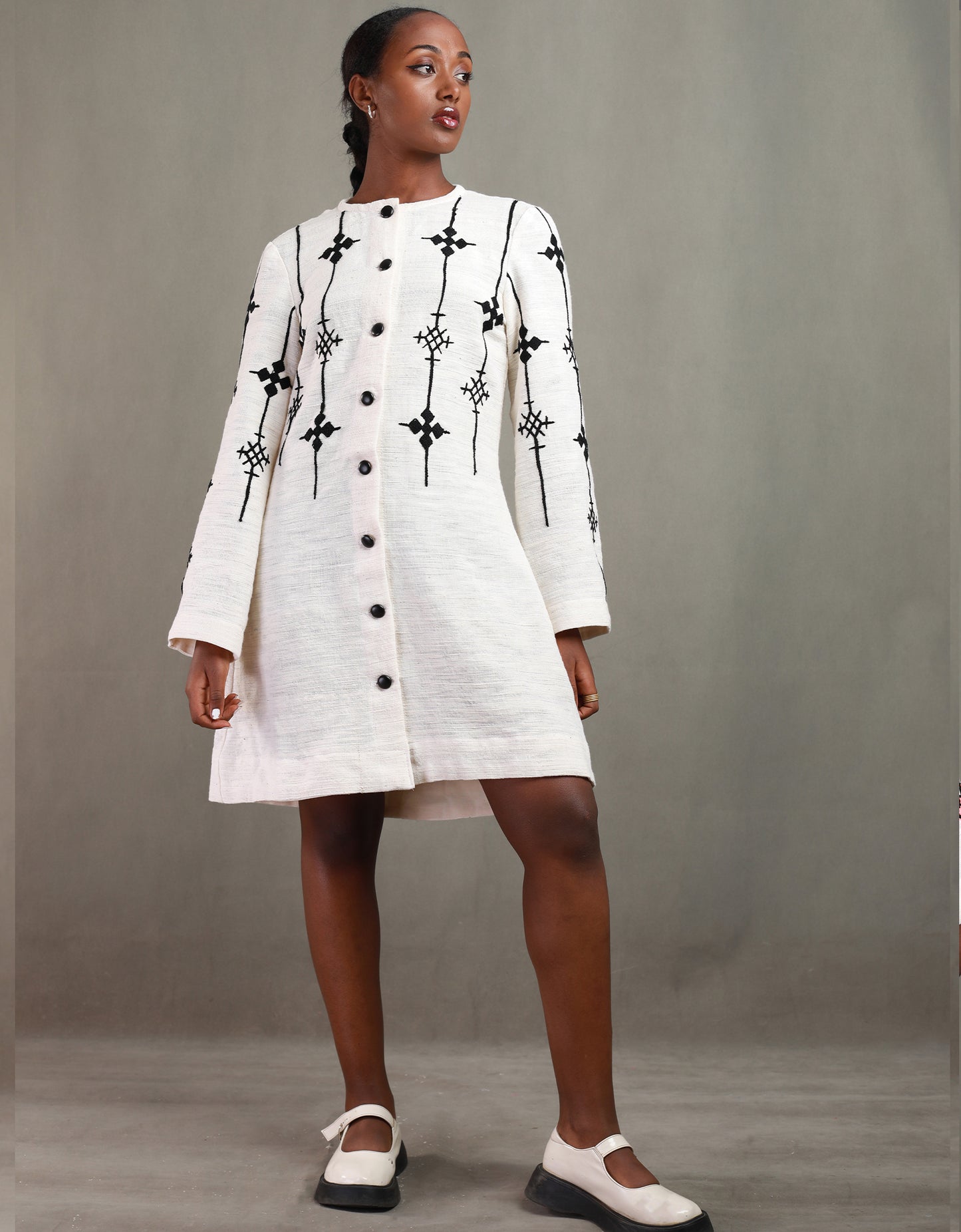 Black Design Cross Embroidery Handwoven Shirt Habesha Dress,Habesha Kemis