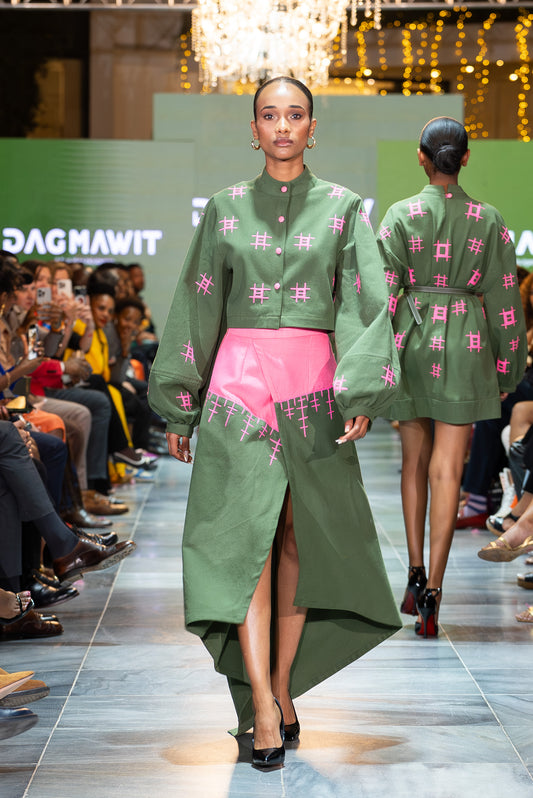 Melkam Embroidered Layered Dress | DAGMAWIT Ethiopian Designer Fashion
