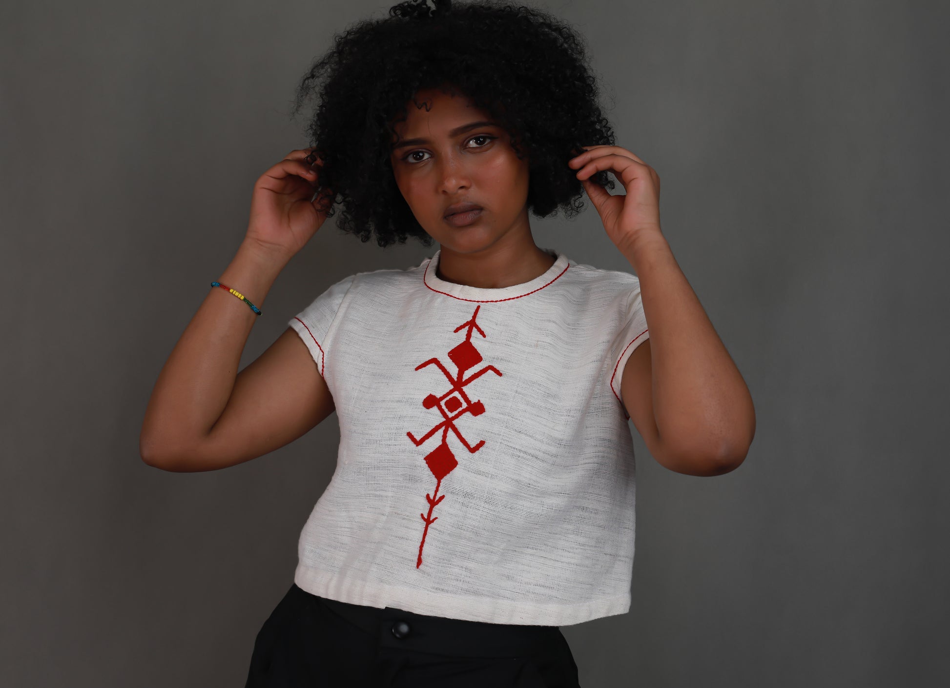 ethiopian women's dress Red Embroidery Ethiopian Women’s Habesha Top – Cultural Dress