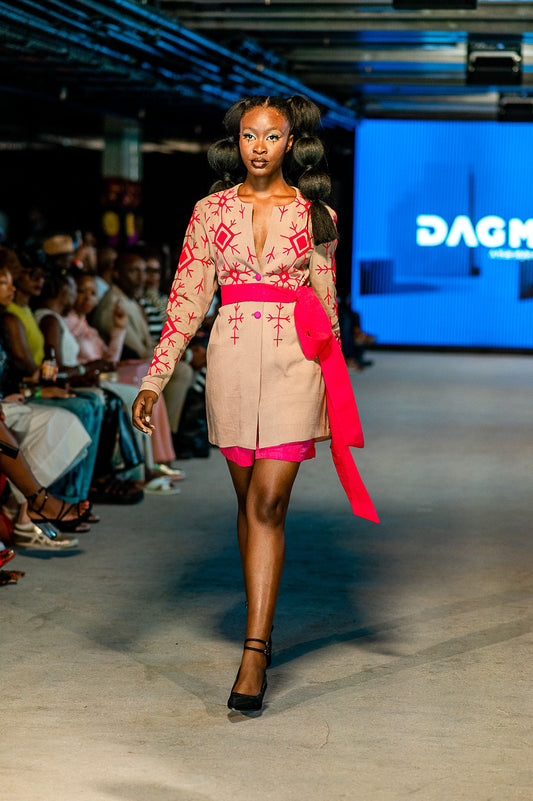 Dust pink blaze with hot pink embroidery