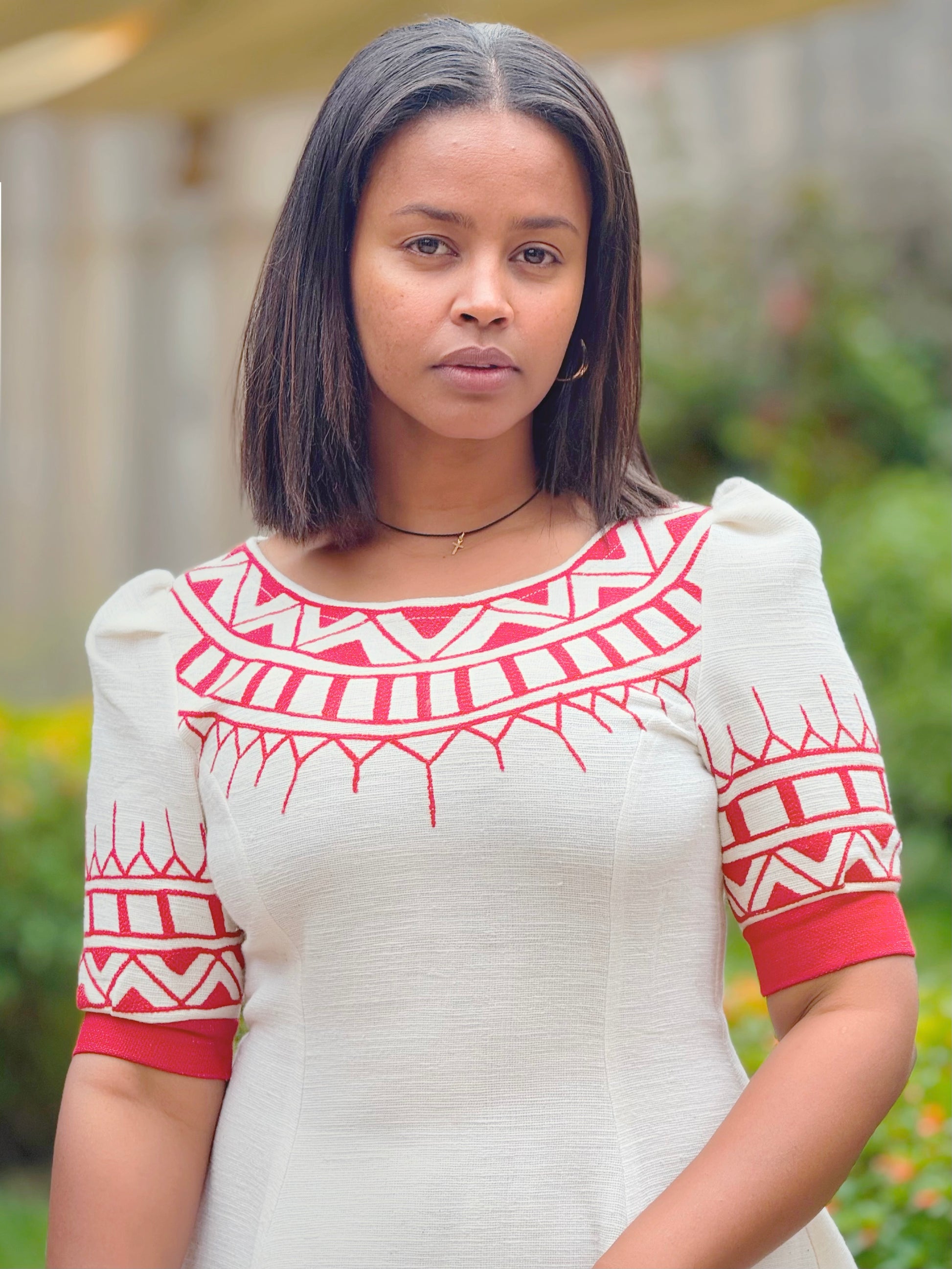 habesha short dress Habesha Dress For Graduation Vibrant Red Ethiopian Traditional Dress: Modern Mini Habesha Dress For Graduation, Birthdays