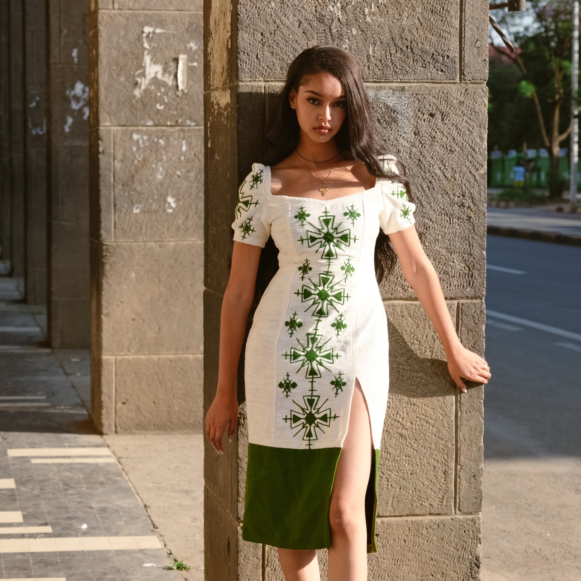 Elegant Green Embroidery Habesha dress Habesha kemis S Elegant Green Embroidery Habesha dress Habesha kemis S