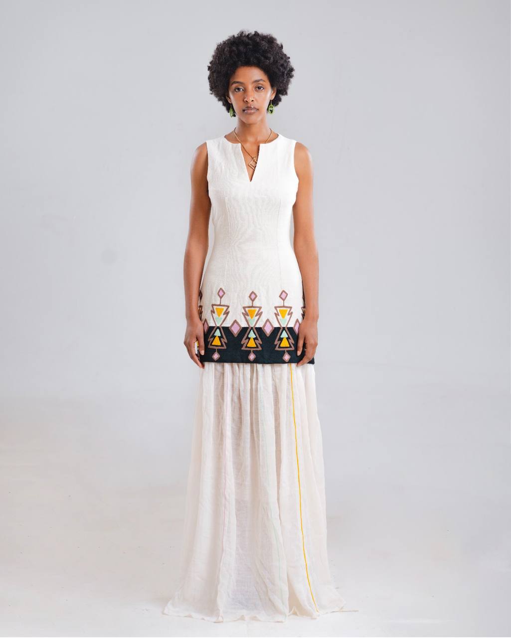 Wub  ውብ Sleeveless Embroidered Dress