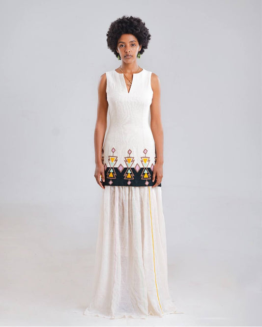 Wub  ውብ Sleeveless Embroidered Dress
