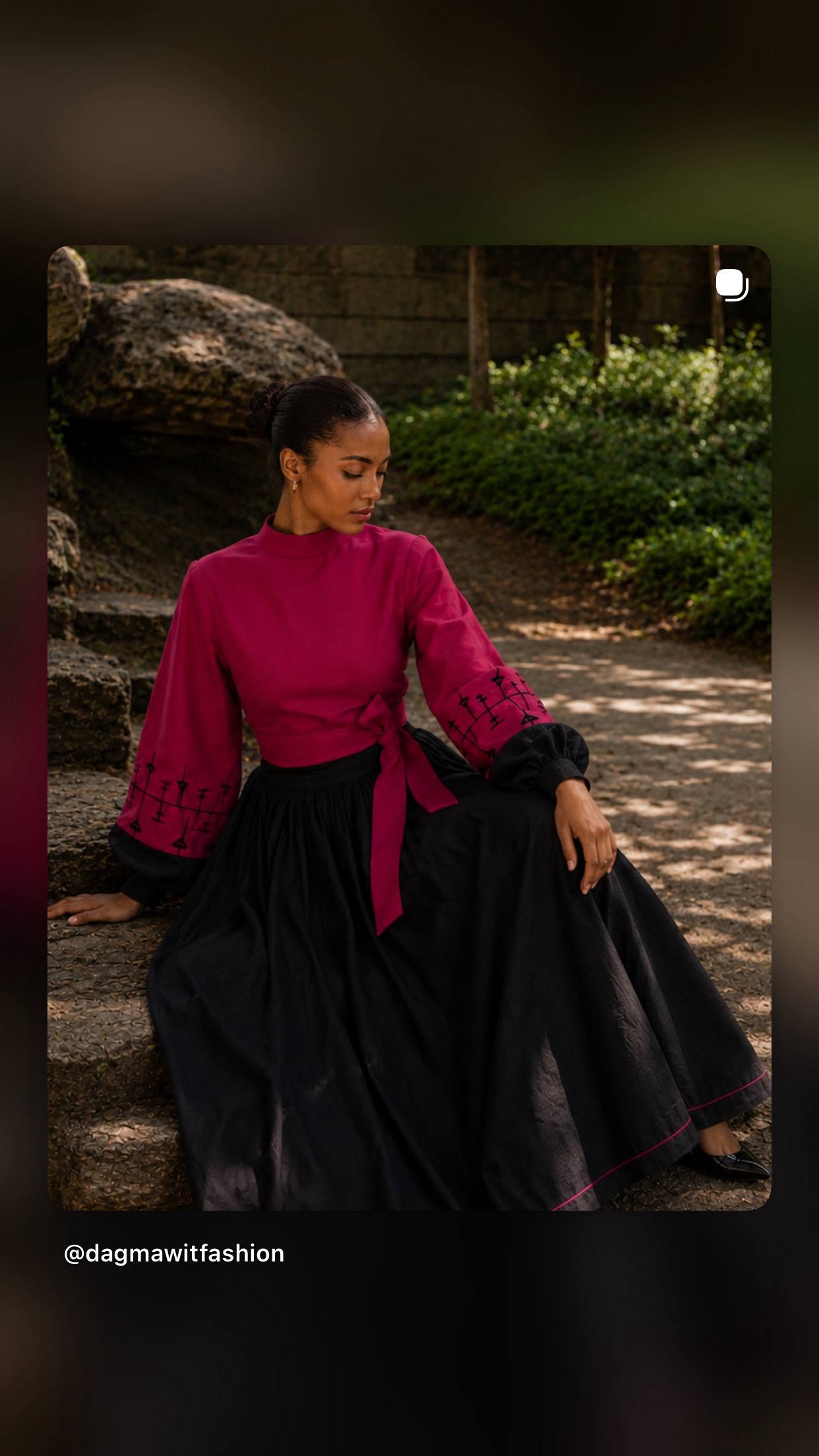 Nigist – Women's Purple Embroidered Top & Black Skirt Royal Ethiopian Outfit | Custom Colors Available