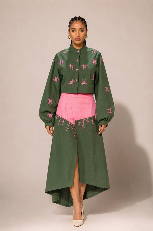 Melkam Embroidered Layered Dress | DAGMAWIT Ethiopian Designer Fashion